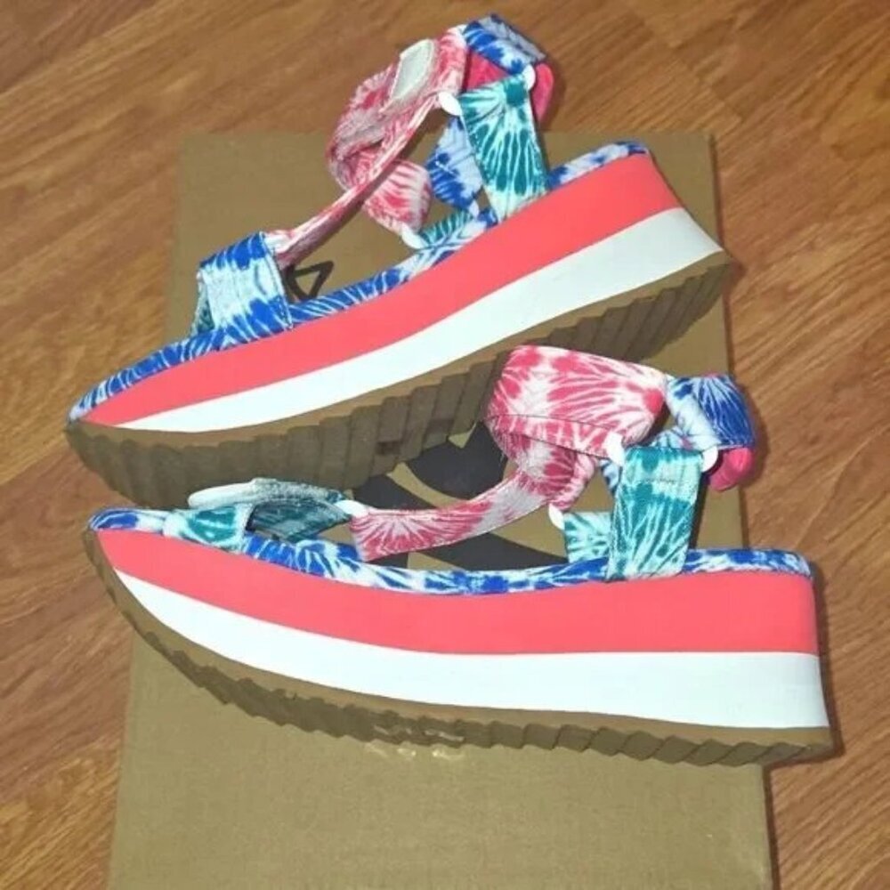 Dirty Laundry Blue and Pink Floral Platform Sandals